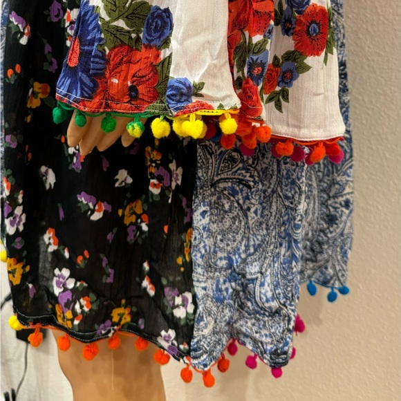 ANANDAS Collection Festive Patchwork  Tunic Multicolor Tassel dress M - Picture 5 of 9